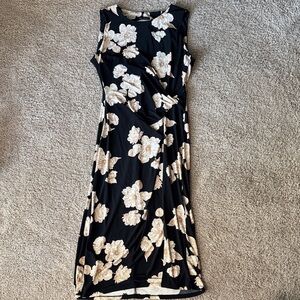 Tommy Hilfiger Black and Cream Floral Midi Dress